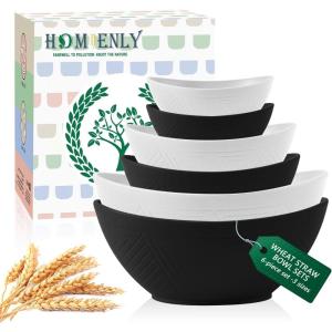 imageHomienly Wheat Straw Bowls Sets 6 Pieces Wheat Straw Salad Bowls MultiSize Bowls for Kitchen Camping Mixing Unbreakable Bowl Set for Salad SnackCereal Fruit Microwave Safe Island ThemePanda Theme