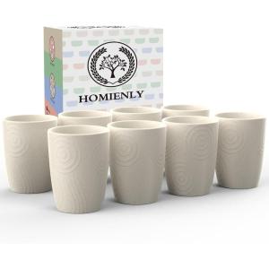 imageHomienly Wheat Straw Cups 8 PCS Plastic Cups Unbreakable Drinking Cup Reusable Dishwasher Safe Water Glasses with 4 Colors 12 OZBeige Color