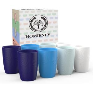 imageHomienly Wheat Straw Cups 8 PCS Plastic Cups Unbreakable Drinking Cup Reusable Dishwasher Safe Water Glasses with 4 Colors 12 OZIsland Series