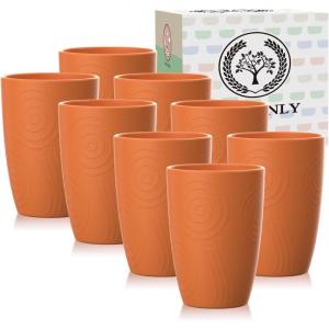 imageHomienly Wheat Straw Cups 8 PCS Plastic Cups Unbreakable Drinking Cup Reusable Dishwasher Safe Water Glasses with 4 Colors 12 OZOrange