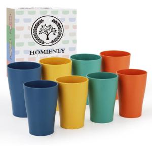 imageHomienly Wheat Straw Cups Set of 8 Unbreakable Drinking Cups Reusable Dishwasher Safe Water Glasses Kids Size 8 OZ8 PC Colorful