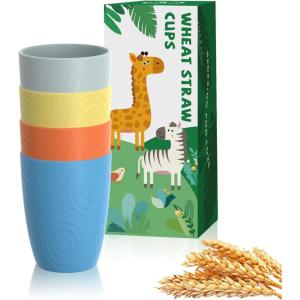 imageHomienly Wheat Straw Cups Set of 8 Unbreakable Drinking Cups Reusable Dishwasher Safe Water Glasses Kids Size 8 OZBeach Color