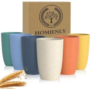 imageHomienly Wheat Straw Cups Set of 8 Unbreakable Drinking Cups Reusable Dishwasher Safe Water Glasses Kids Size 8 OZColorful