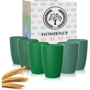 imageHomienly Wheat Straw Cups Set of 8 Unbreakable Drinking Cups Reusable Dishwasher Safe Water Glasses Kids Size 8 OZGreen Series
