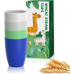 imageHomienly Wheat Straw Cups Set of 8 Unbreakable Drinking Cups Reusable Dishwasher Safe Water Glasses Kids Size 8 OZIsland Color