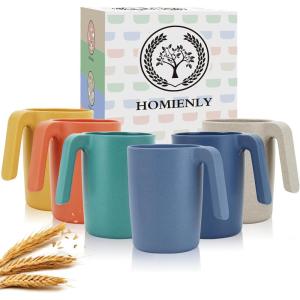imageHomienly Wheat Straw Cups Set of 8 Unbreakable Drinking Cups Reusable Dishwasher Safe Water Glasses Kids Size 8 OZMulticolor