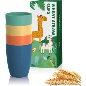 imageHomienly Wheat Straw Cups Set of 8 Unbreakable Drinking Cups Reusable Dishwasher Safe Water Glasses Kids Size 8 OZMultiple Color