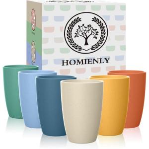 imageHomienly Wheat Straw Cups Set of 8 Unbreakable Drinking Cups Reusable Dishwasher Safe Water Glasses Kids Size 8 OZNo TextureMultiple Color