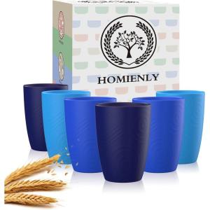 imageHomienly Wheat Straw Cups Set of 8 Unbreakable Drinking Cups Reusable Dishwasher Safe Water Glasses Kids Size 8 OZOcean