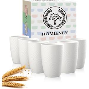 imageHomienly Wheat Straw Cups Set of 8 Unbreakable Drinking Cups Reusable Dishwasher Safe Water Glasses Kids Size 8 OZWhite