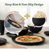 image:imageHomienly Wheat Straw Dinnerware Sets 40 PCS Plates and Bowls Sets with Cup Set and Dipping Bowls Unbreakable Camping Dishes Microwave and Dishwasher Safe Dinnerware Set for Dinner Outdoor BeigeBlack