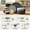 image:imageHomienly Wheat Straw Dinnerware Sets 40 PCS Plates and Bowls Sets with Cup Set and Dipping Bowls Unbreakable Camping Dishes Microwave and Dishwasher Safe Dinnerware Set for Dinner Outdoor BeigeGery Stone